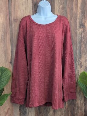 Chris & Carol Textured Scoop Neck Oversized Sweater 1XL T239